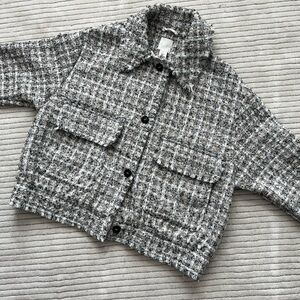 H&M Tweed Bomber Jacket